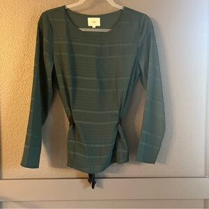 SEZANE • Green & black tie back blouse • 36 Small